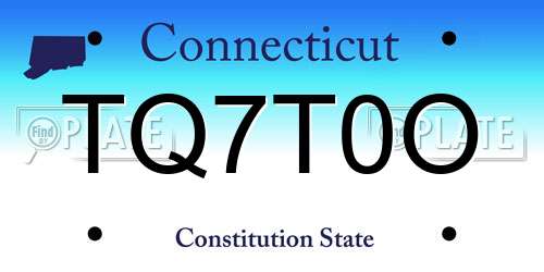 TQ7T0O Connecticut License Plate