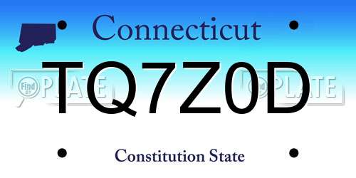 TQ7Z0D Connecticut License Plate