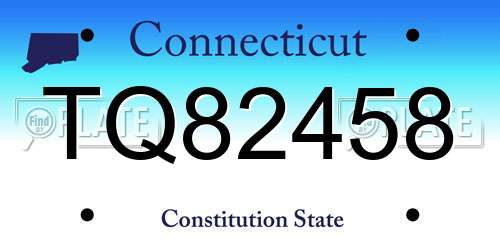 TQ82458 Connecticut License Plate