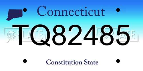 TQ82485 Connecticut License Plate