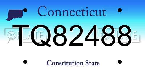 TQ82488 Connecticut License Plate