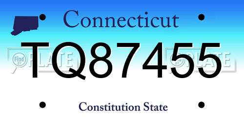 TQ87455 Connecticut License Plate