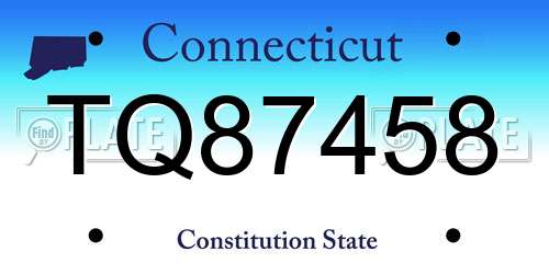 TQ87458 Connecticut License Plate