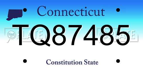 TQ87485 Connecticut License Plate