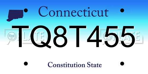 TQ8T455 Connecticut License Plate