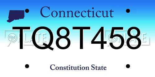 TQ8T458 Connecticut License Plate