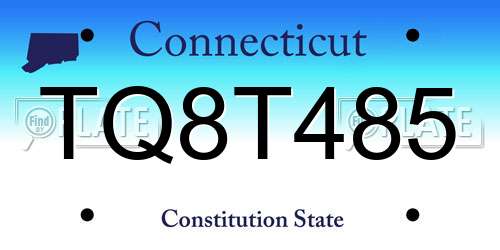 TQ8T485 Connecticut License Plate