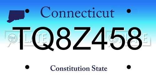 TQ8Z458 Connecticut License Plate