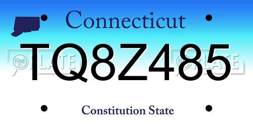 TQ8Z485 Connecticut License Plate