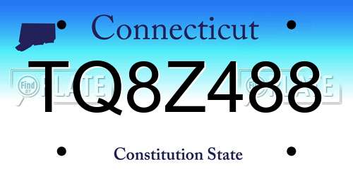 TQ8Z488 Connecticut License Plate