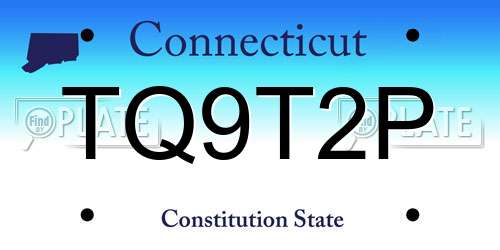 TQ9T2P Connecticut License Plate