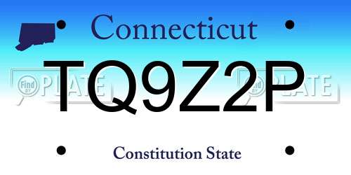 TQ9Z2P Connecticut License Plate