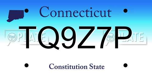 TQ9Z7P Connecticut License Plate