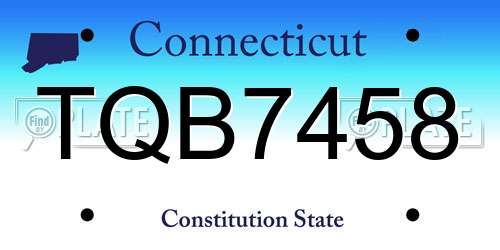 TQB7458 Connecticut License Plate