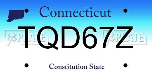 TQD67Z Connecticut License Plate