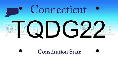 TQDG22 Connecticut License Plate