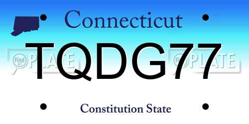 TQDG77 Connecticut License Plate