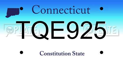 TQE925 Connecticut License Plate