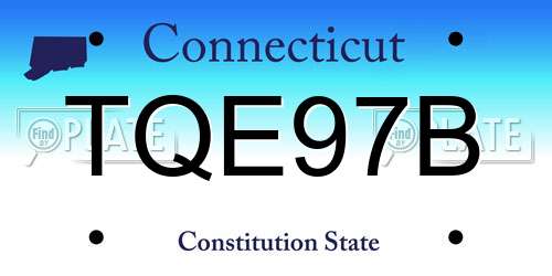 TQE97B Connecticut License Plate