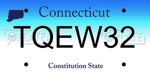 TQEW32 Connecticut License Plate