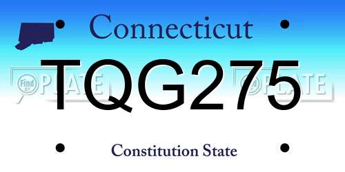 TQG275 Connecticut License Plate