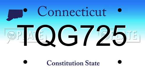 TQG725 Connecticut License Plate