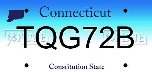 TQG72B Connecticut License Plate