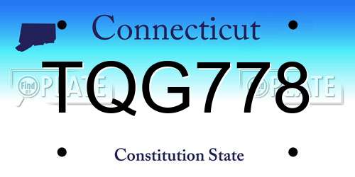 TQG778 Connecticut License Plate