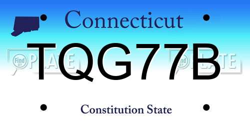 TQG77B Connecticut License Plate