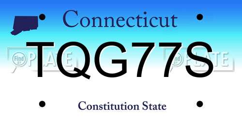 TQG77S Connecticut License Plate