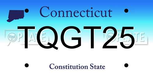 TQGT25 Connecticut License Plate