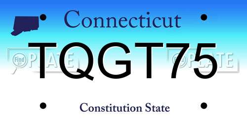 TQGT75 Connecticut License Plate