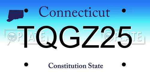 TQGZ25 Connecticut License Plate