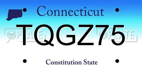 TQGZ75 Connecticut License Plate