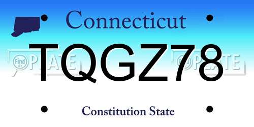 TQGZ78 Connecticut License Plate