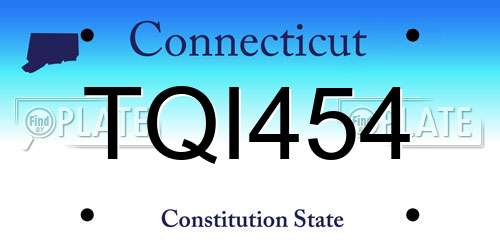 TQI454 Connecticut License Plate