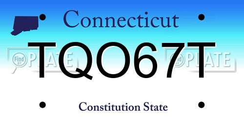 TQO67T Connecticut License Plate