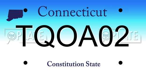 TQOA02 Connecticut License Plate