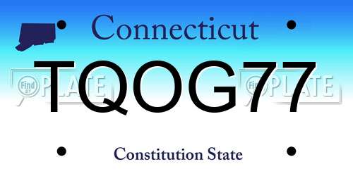 TQOG77 Connecticut License Plate