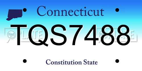 TQS7488 Connecticut License Plate