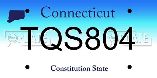 TQS804 Connecticut License Plate
