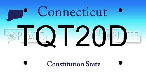 TQT20D Connecticut License Plate