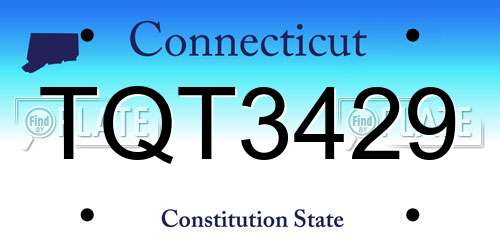 TQT3429 Connecticut License Plate