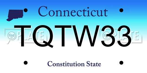 TQTW33 Connecticut License Plate