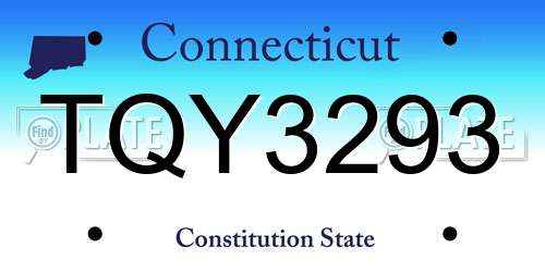 TQY3293 Connecticut License Plate