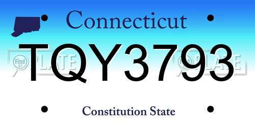 TQY3793 Connecticut License Plate