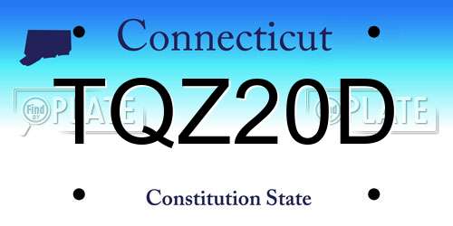 TQZ20D Connecticut License Plate