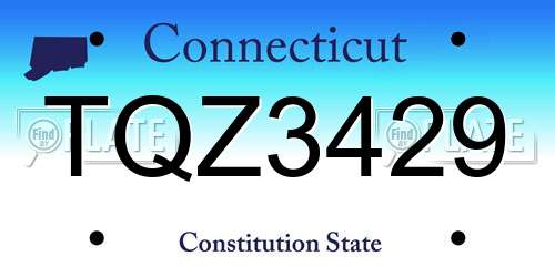 TQZ3429 Connecticut License Plate