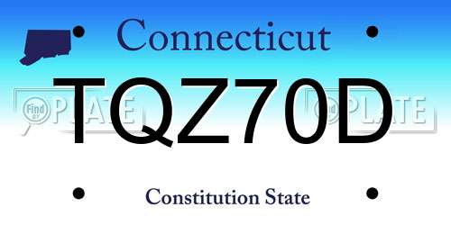 TQZ70D Connecticut License Plate