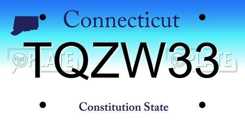 TQZW33 Connecticut License Plate
